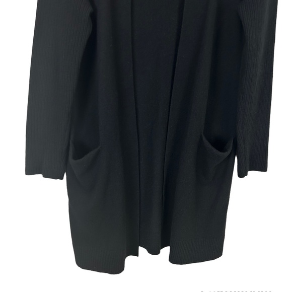 Theory Cashmere Rib Sleeve Black Open Front Cardigan in size Medium - Picture 4 of 11